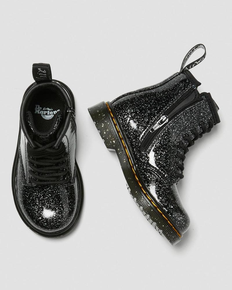 Black Kids' Dr Martens Toddler 1460 Glitter Lace Up Boots | CA 691BEX